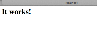 Localhost message displaying 'it works'