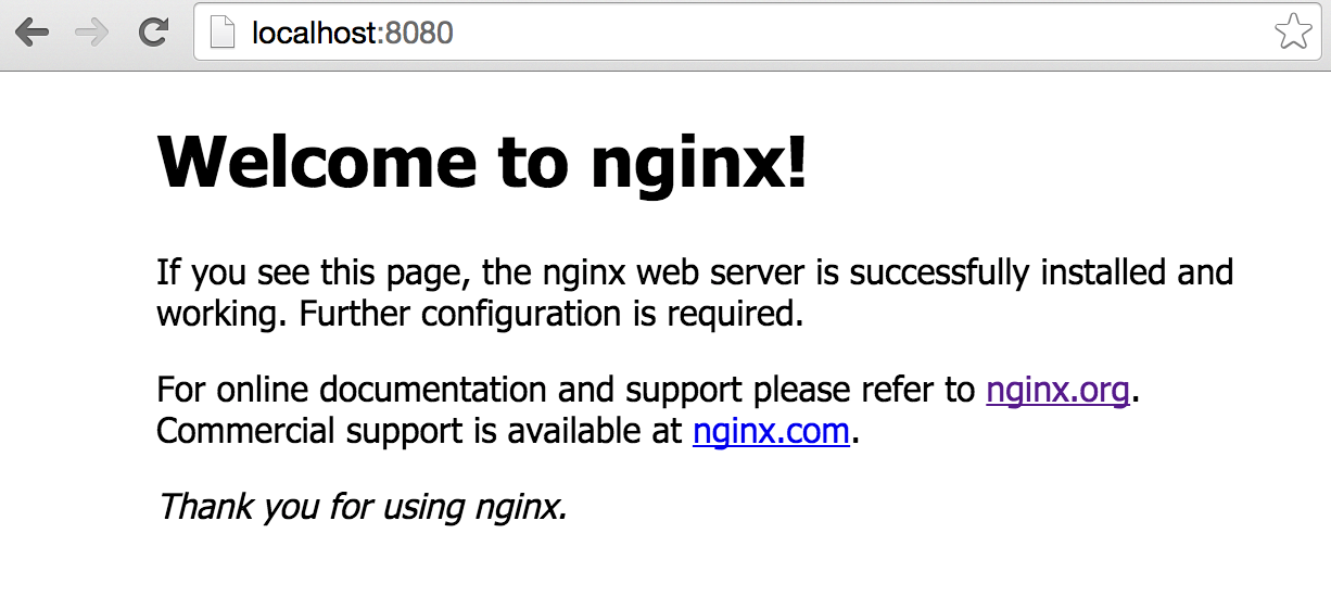 Screenshot showing Nginx welcome page