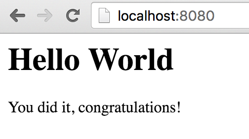 Screenshot of browser displaying 'hello world'